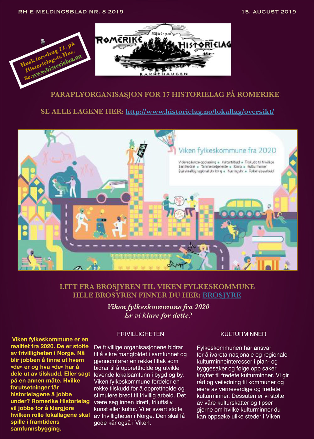 Romerike Historielags meldingsblad nr. 8 - 2019 