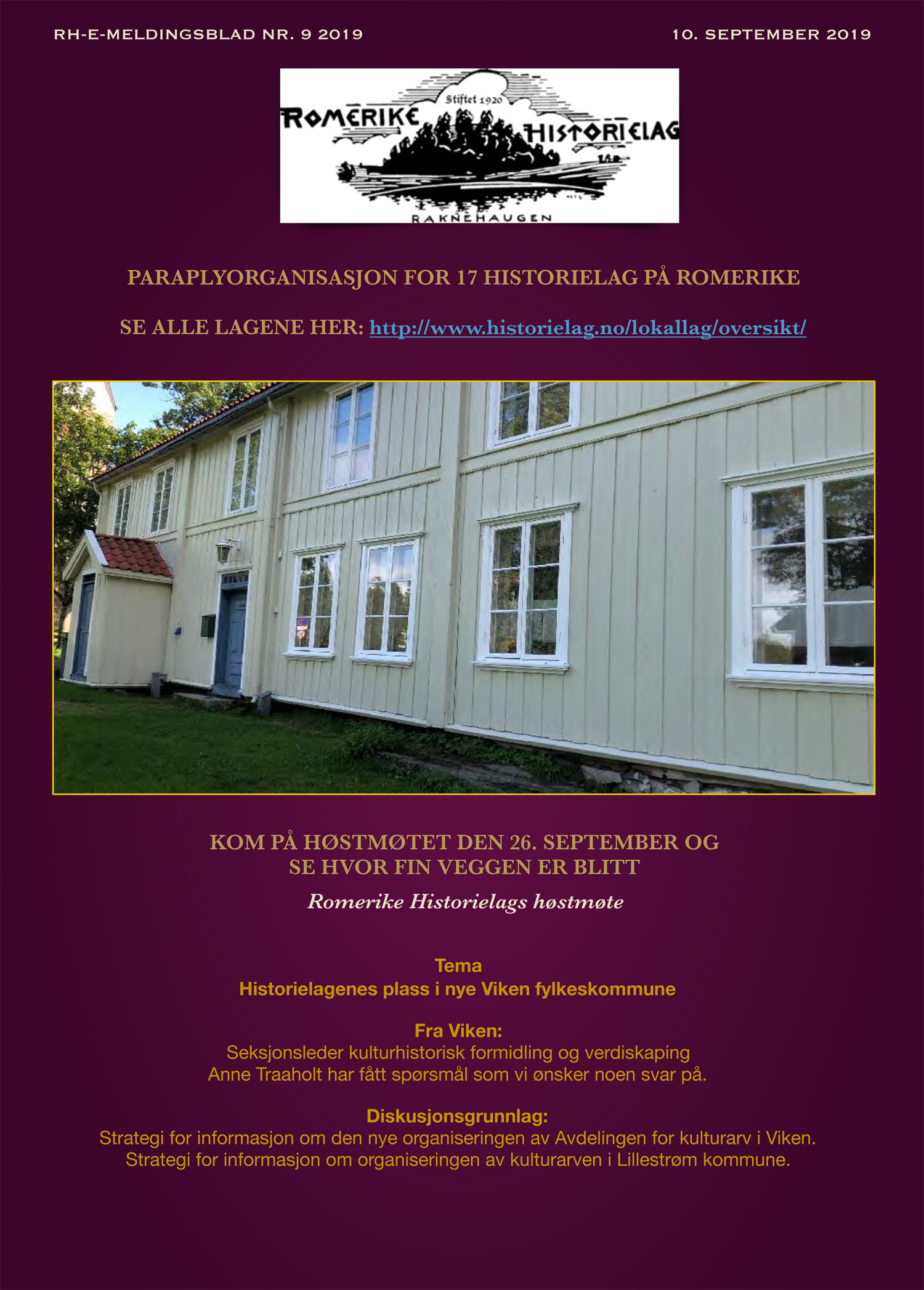 Romerike Historielags meldingsblad nr. 9 - 2019