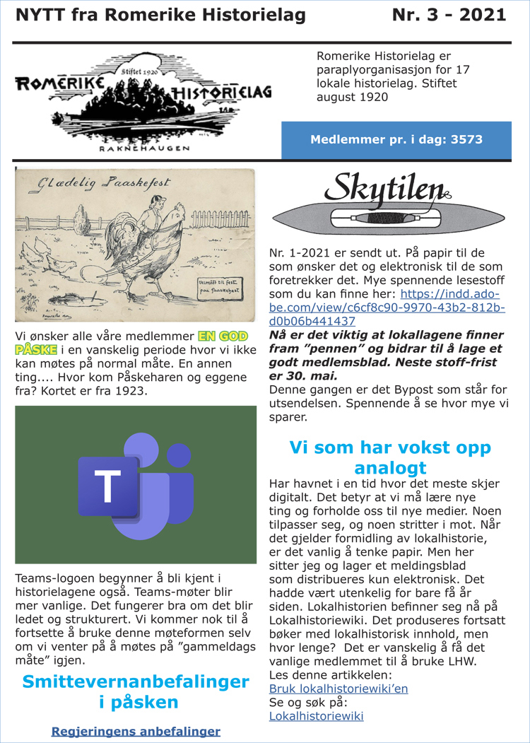 «NYTT fra Romerike Historielag» nr. 3 – 2021