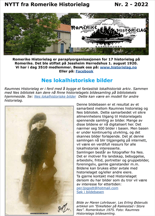 «NYTT fra Romerike Historielag» nr. 2 - 2022