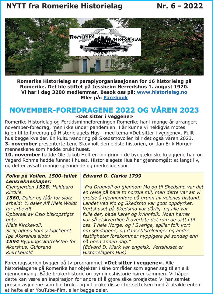 «NYTT fra Romerike Historielag» nr. 6 - 2022